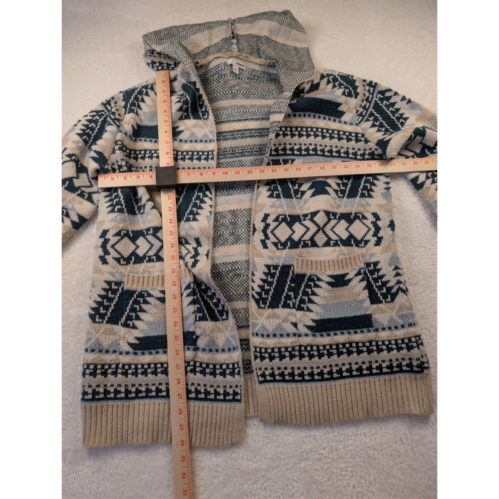 Sonoma Goods For Life Womens Large Blue Southwestern Hooded Cardigan Sweater - Picture 3 of 5